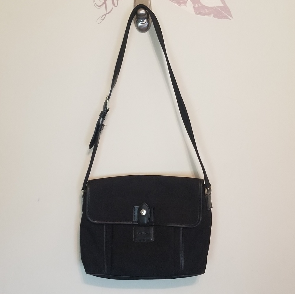 Cole Haan canvas & leather trim crossbody …